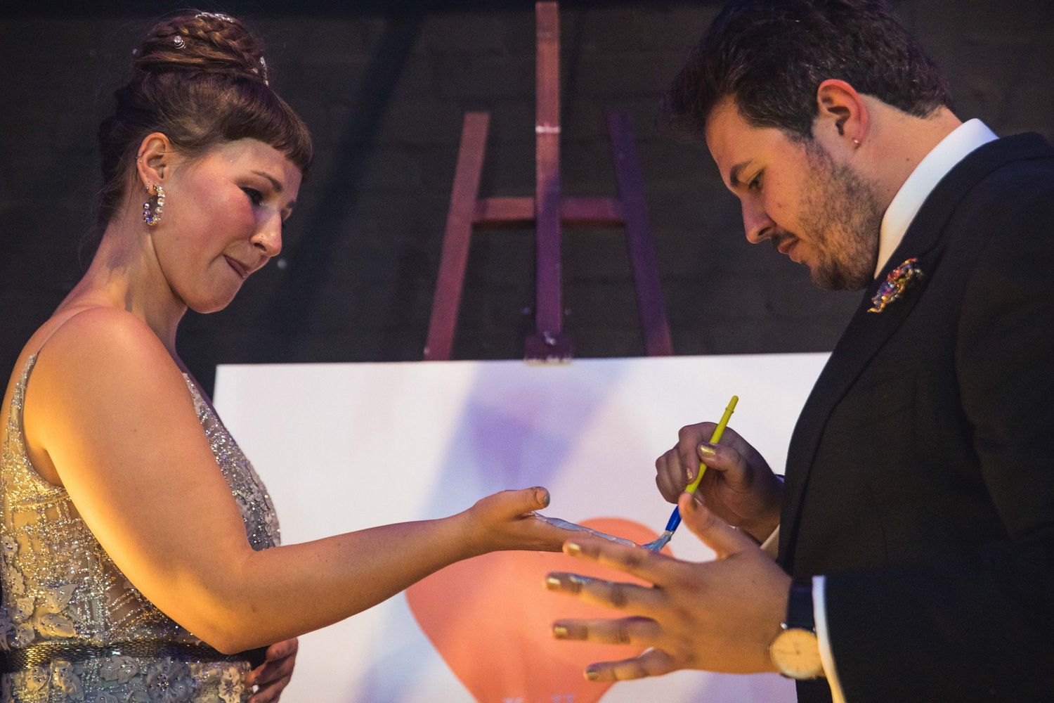Colourful wedding ceremony at the Invisible Wind factory, Liverpool