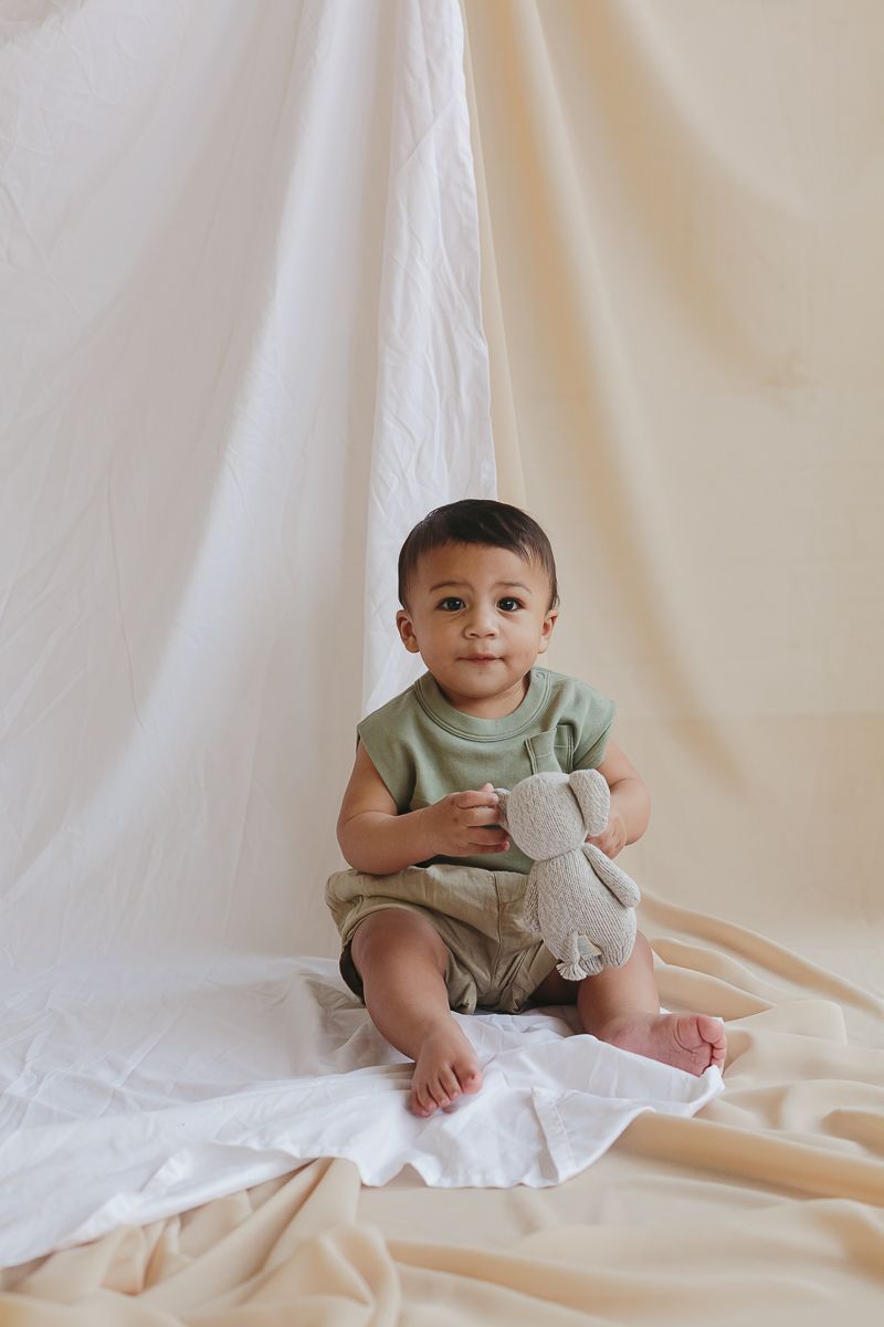 Adorable Baby Boy Sitting - Studio Photography by Paula Ortiz