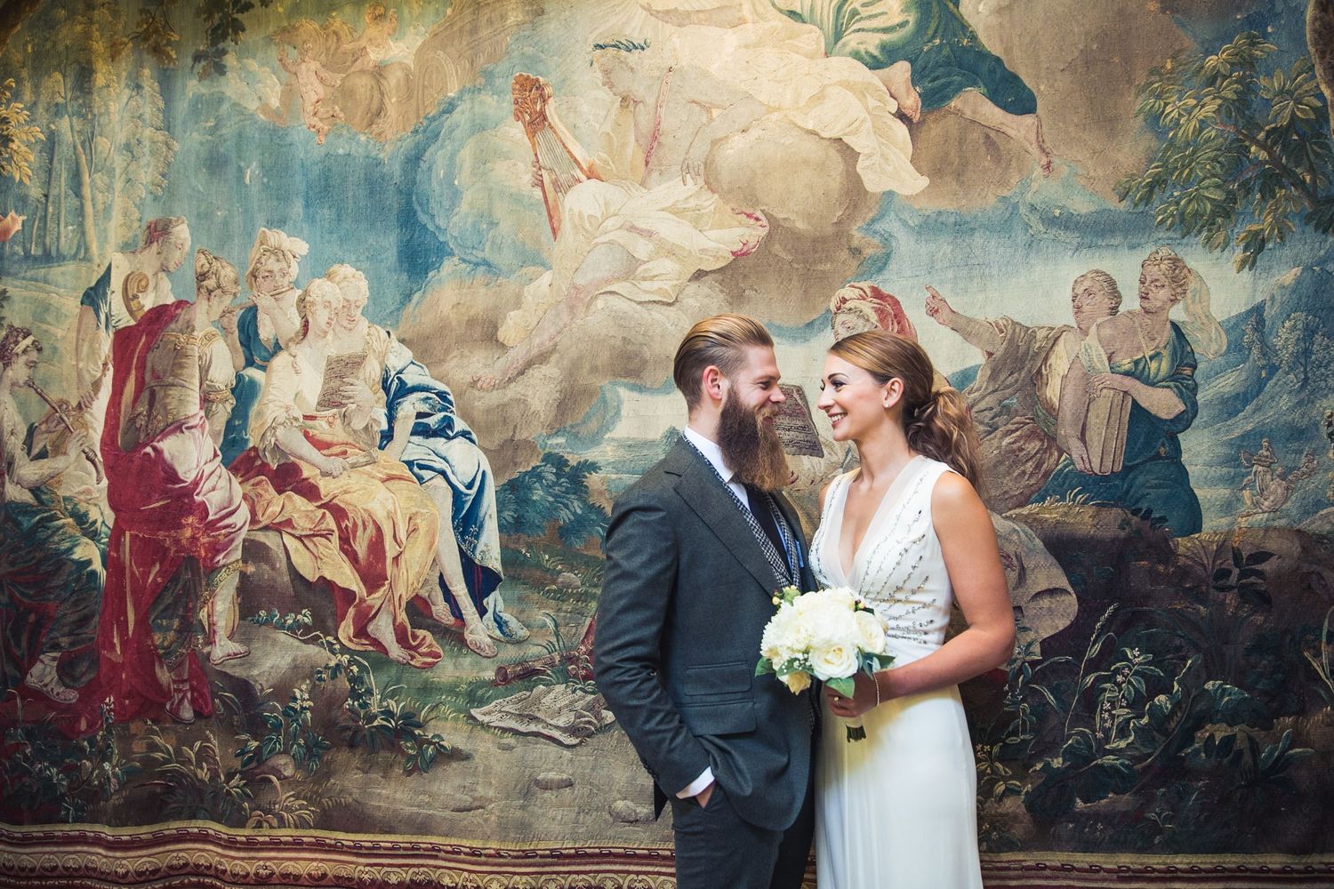Bride and groom portrait during a wedding at Hotel, Country Club and Spa in Buckinghamshire