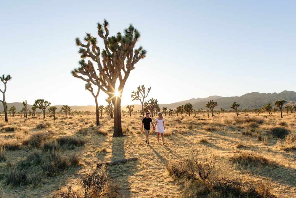 couple walking at sunset