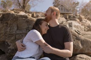 Beach couples session at Evangeline Beach, Annapolis Valley, Nova Scotia Canada