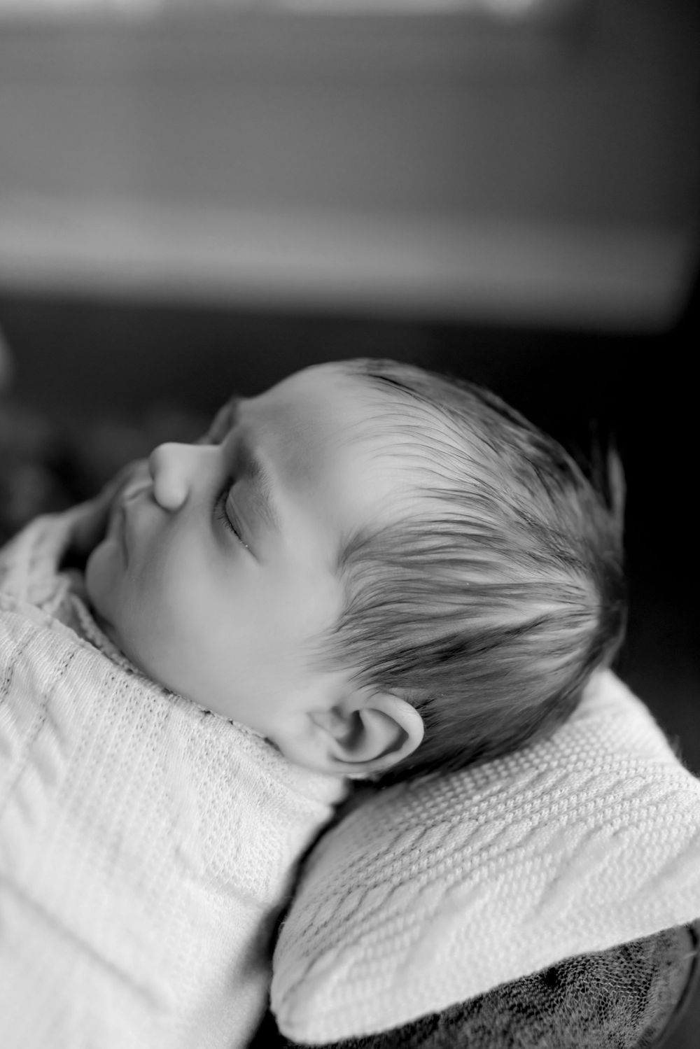 Close up on newborn baby during newborn session in-home in Lincolnton NC