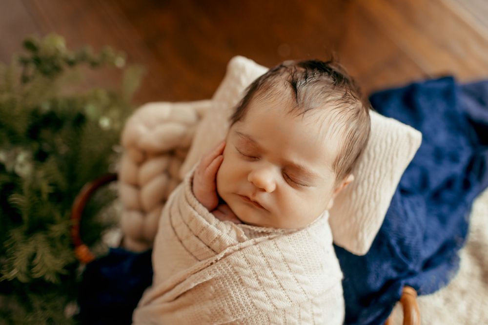 Close up on newborn baby during newborn session in-home in Lincolnton NC