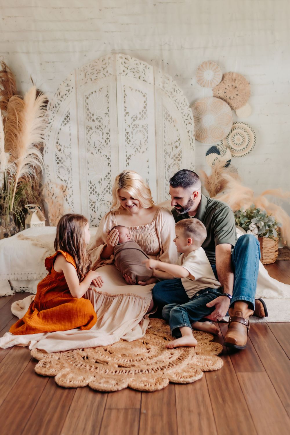 Lifestyle baby photography in Denver NC with earthy tones