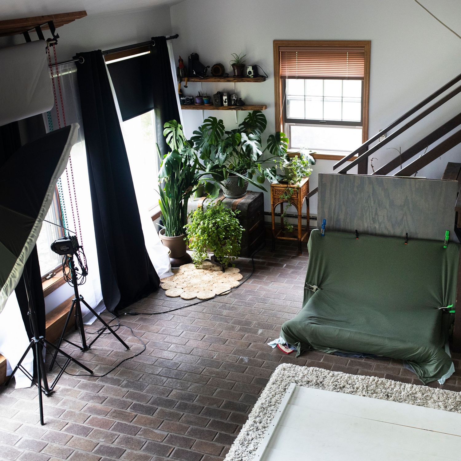 indoor wide view of sunroom studio space