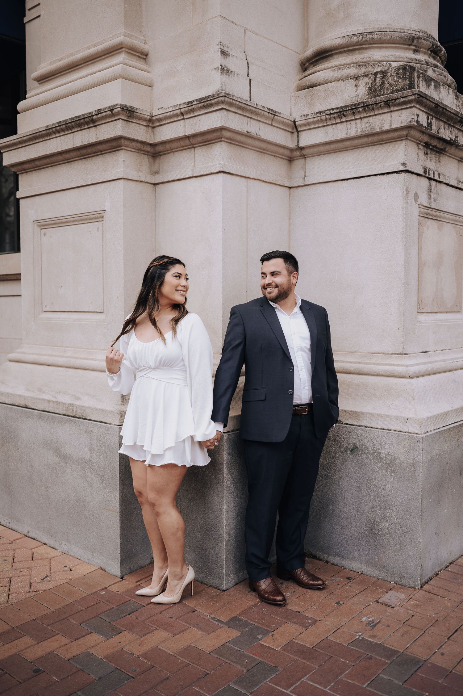 Hispanic couple's engagement photo in Houston, Tx.