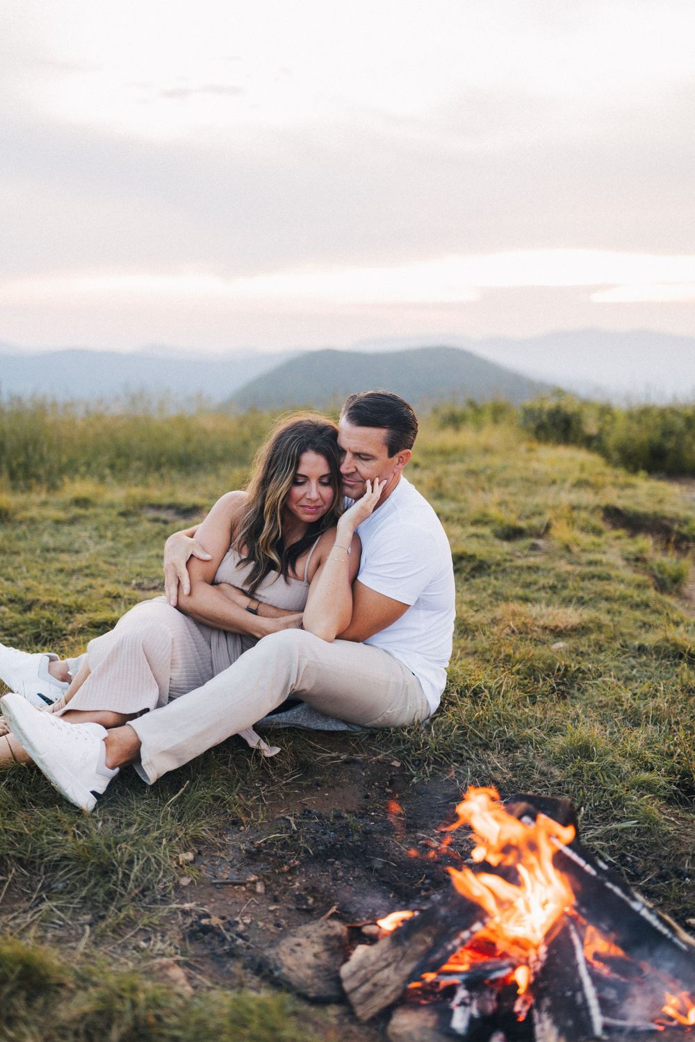 black balsam knob engagement session by the fire