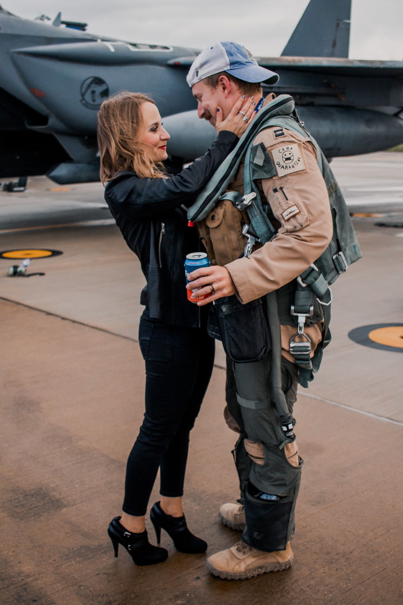 Welcome home military couple photos in North Carolina.