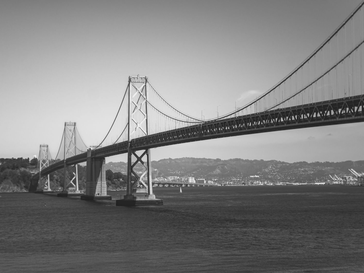 San Francisco Bay Bridge, black and white, environmental photos