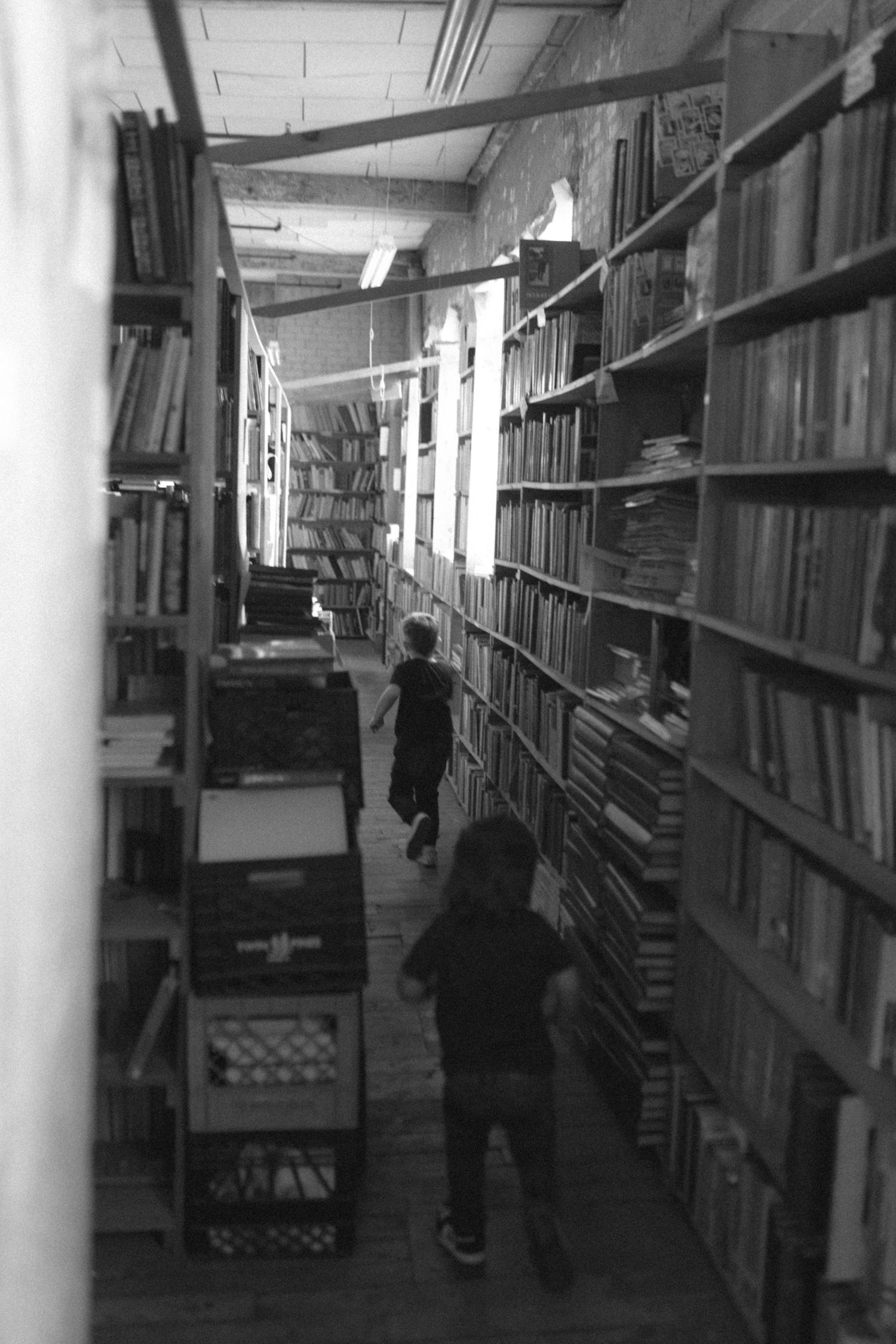 untraditional, unique family photos taken in a bookstore in downtown detroit