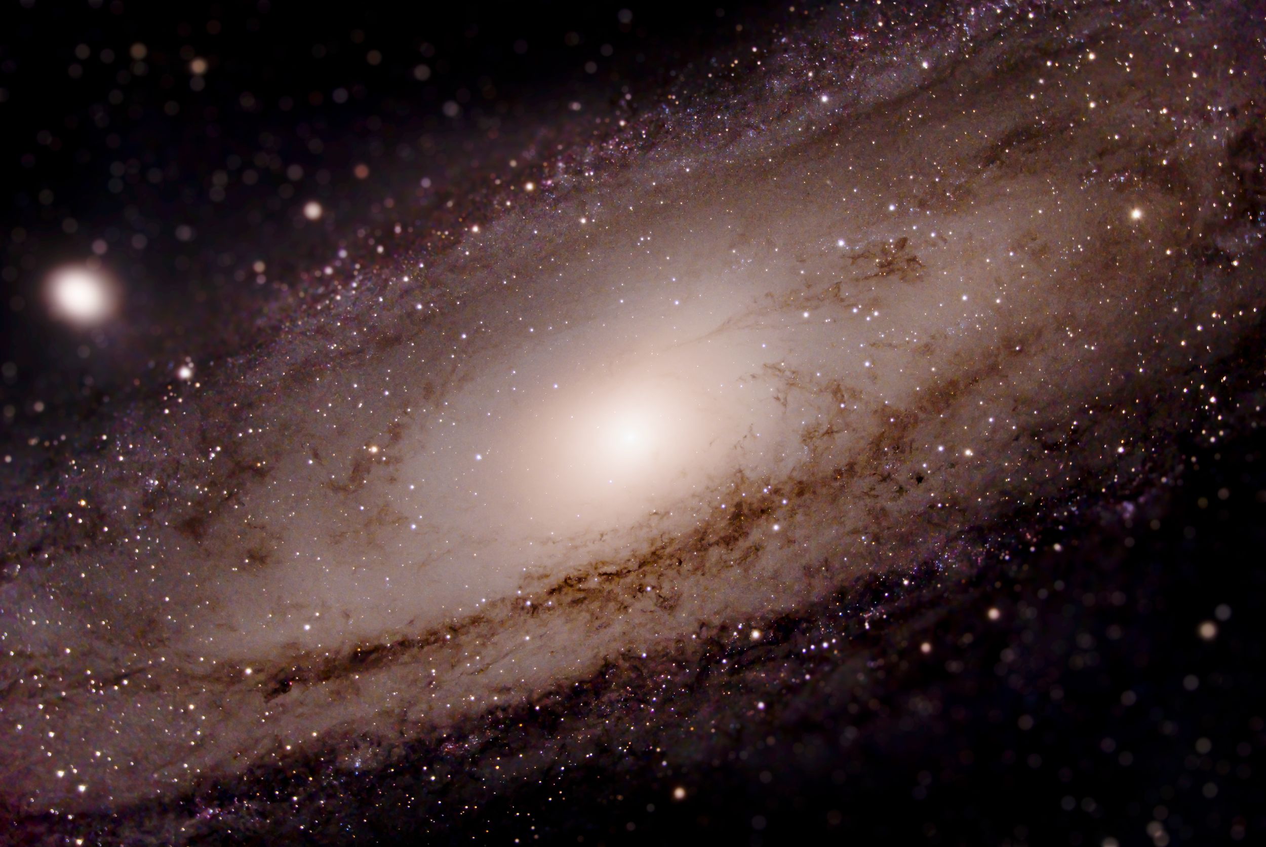 The Andromeda Galaxy photographed in stunning detail showing its spiral arms and bright galactic core.