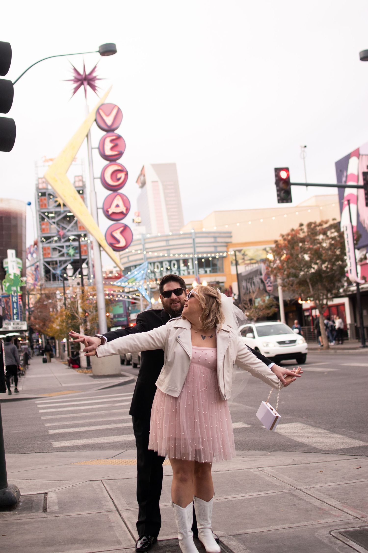 Downtown fremont vibes after a Las Vegas Elopement