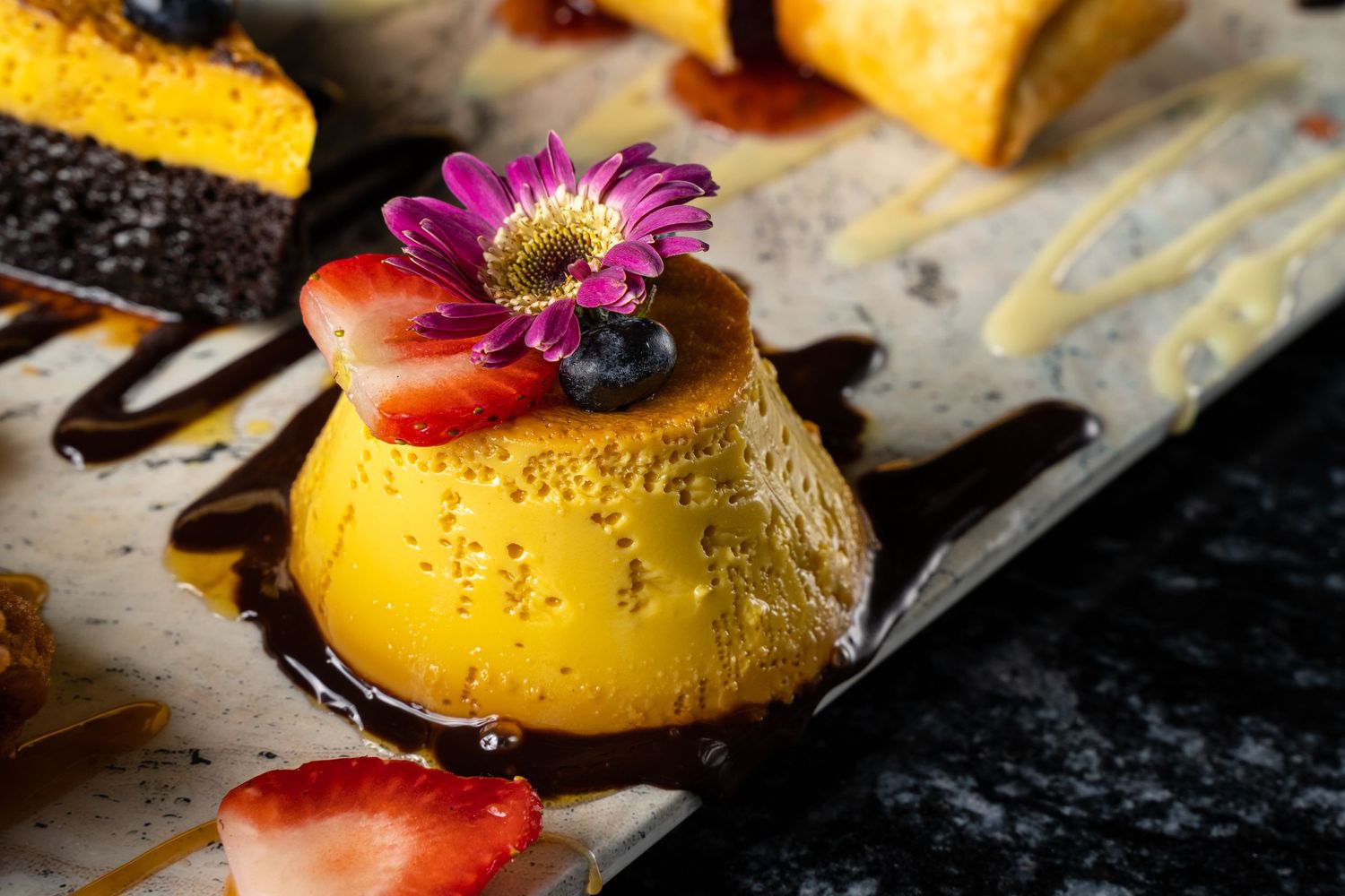 The Reserve, flan dessert closeup