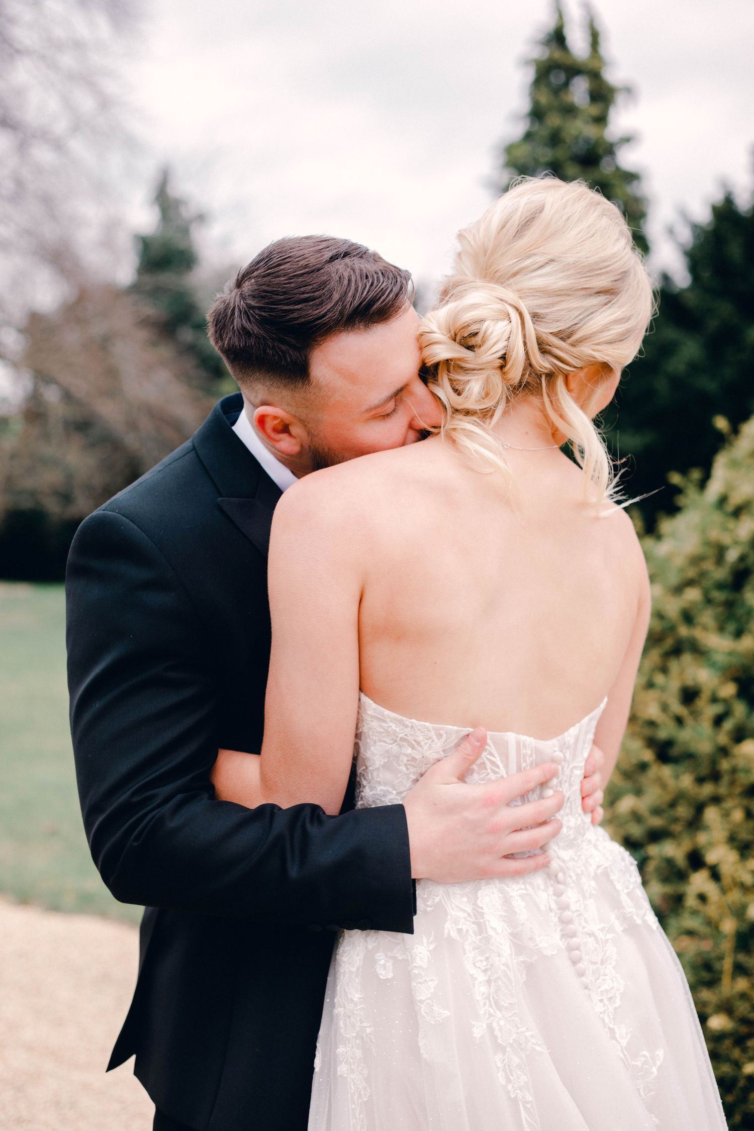 sweet romantic fine art wedding couple's portrait UK