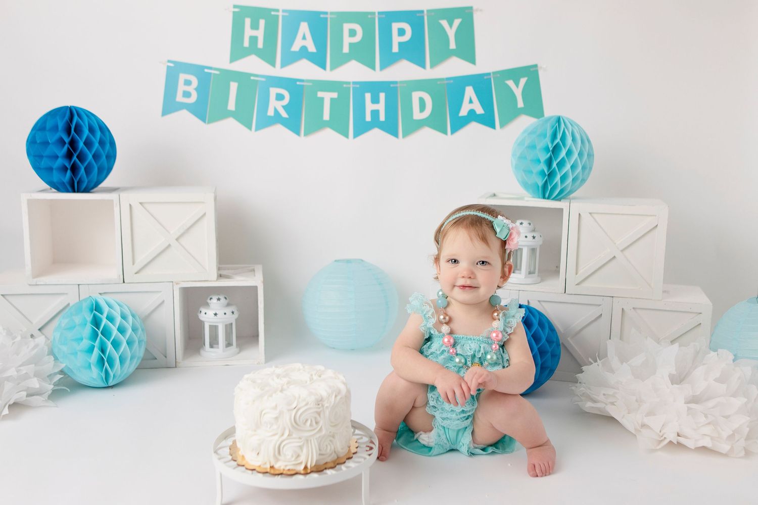 1 year birthday cake smash portrait photo.