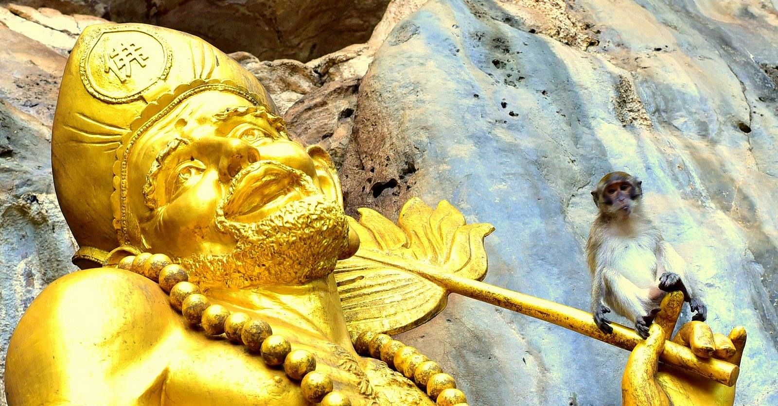 A golden statue in Mountain Buddha Temple in Ao Nang, Thailand