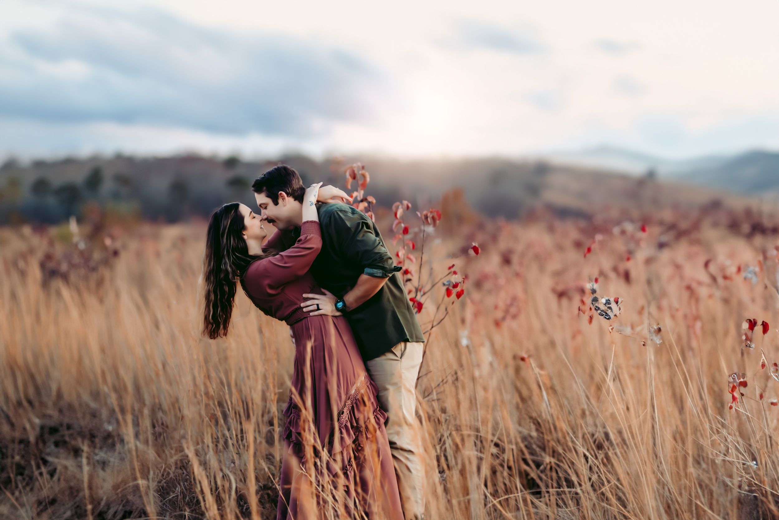 Couple posing for a photoshoot in Maryville, TN