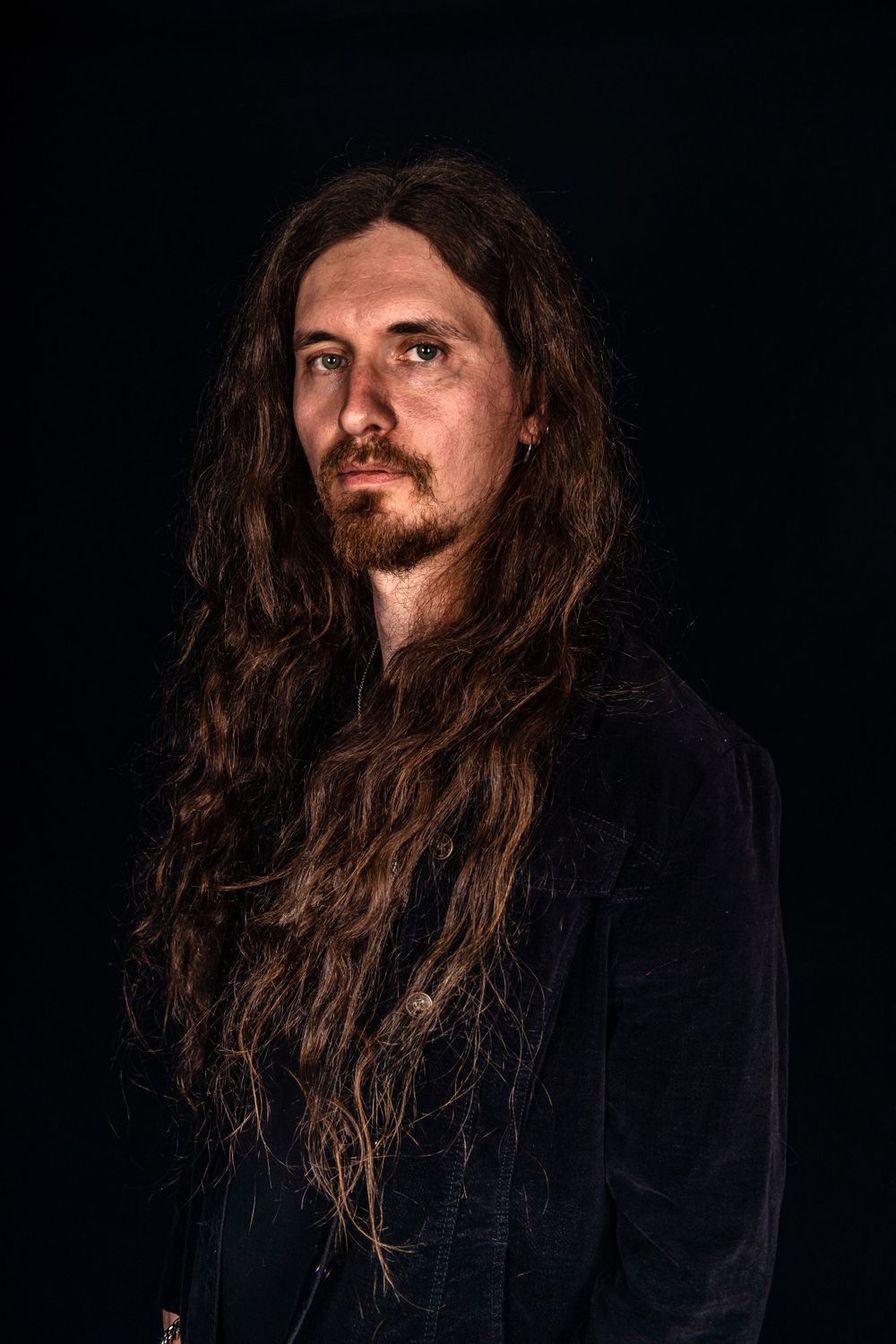 Man with a black background