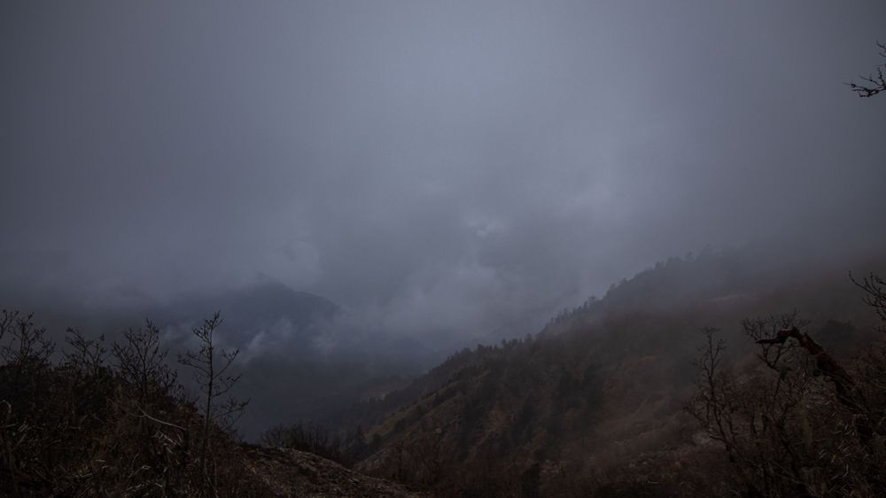 Super foggy late afternoon in the hike to Gosaikunda Lake, Nepal