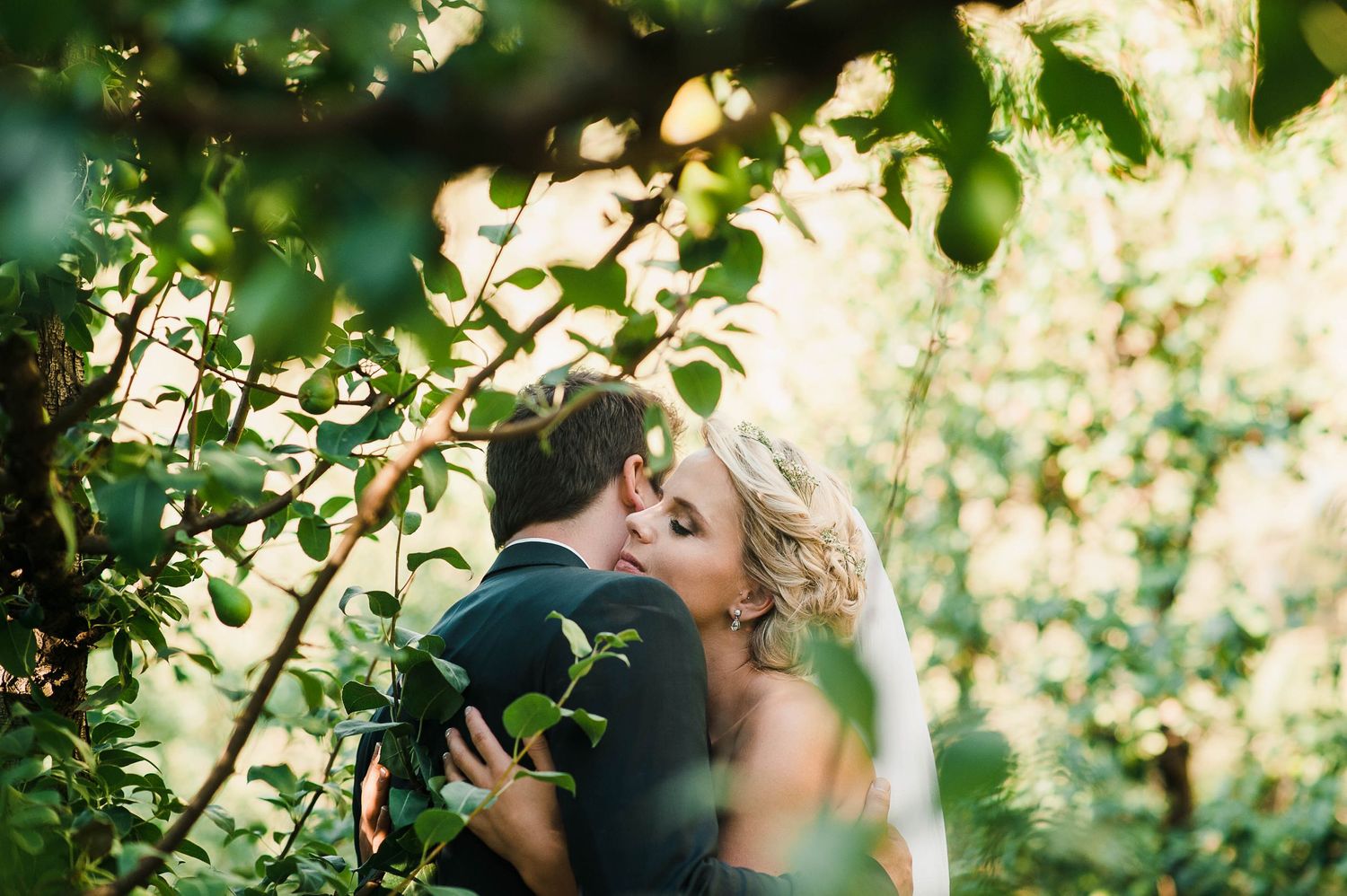 bride and groom in orchid