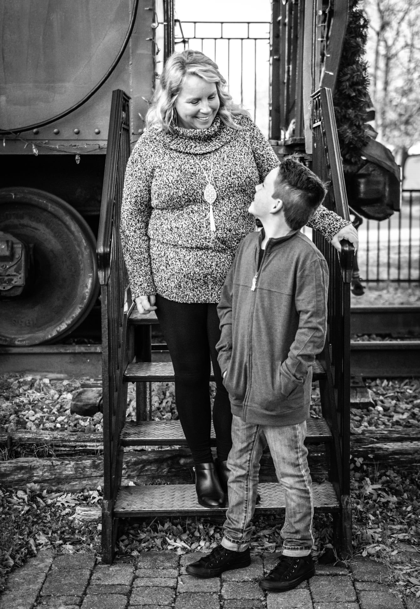 Mother and Son Black and White