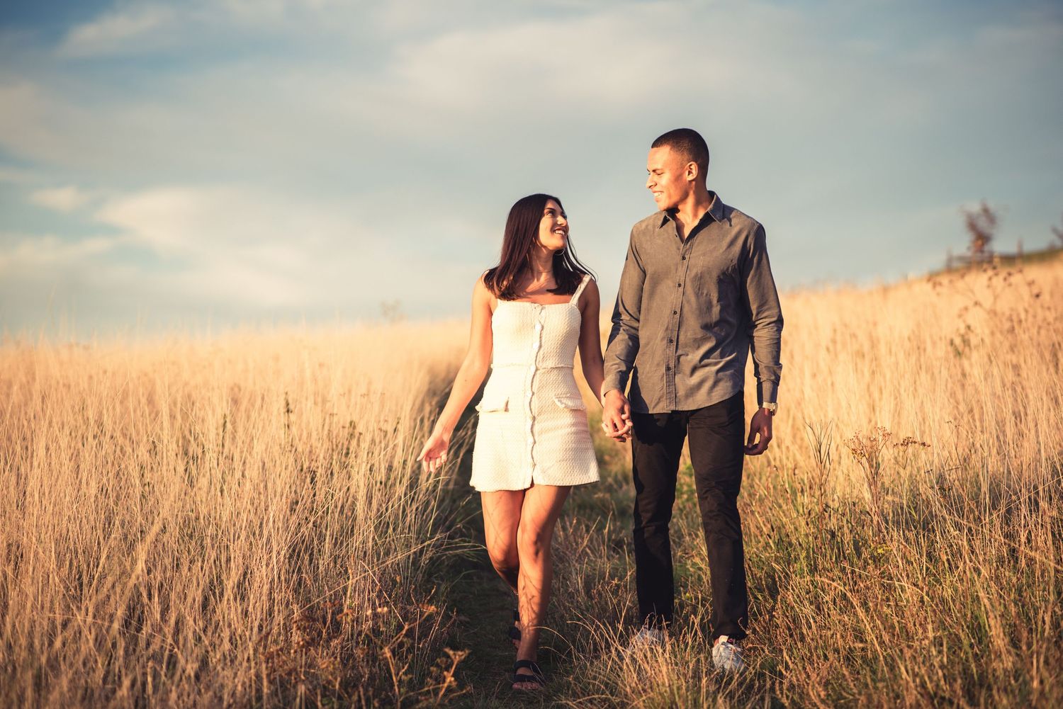 Autumn field engagement photography