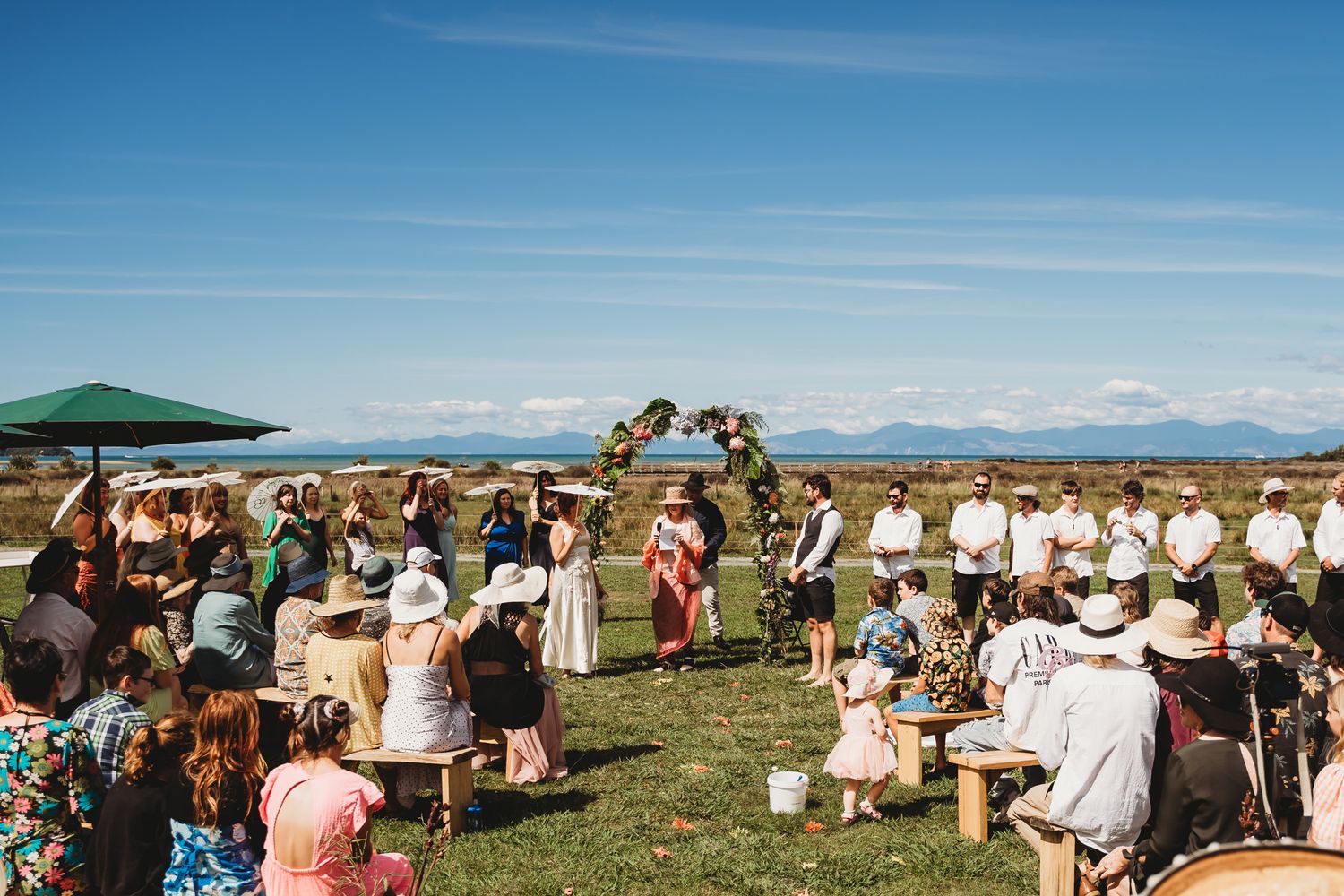 Sunny wedding, Marahau wedding, Tasman wedding, photographers around me, wedding photographers Nelson, colourful wedding