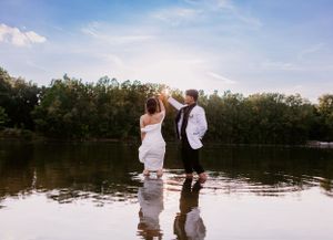 couple dance in lake