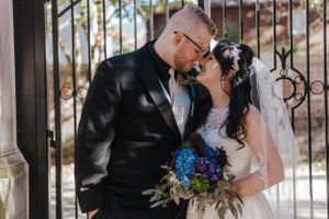bride and groom embrace