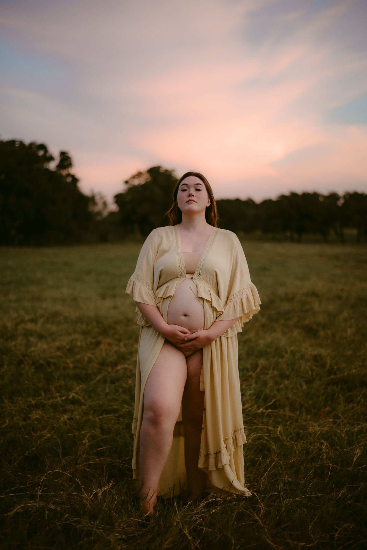 Katy Montoya Photography - Kenedy, Texas Photographer - Maternity Session at Sunset in Seguin, Texas wearing Free People