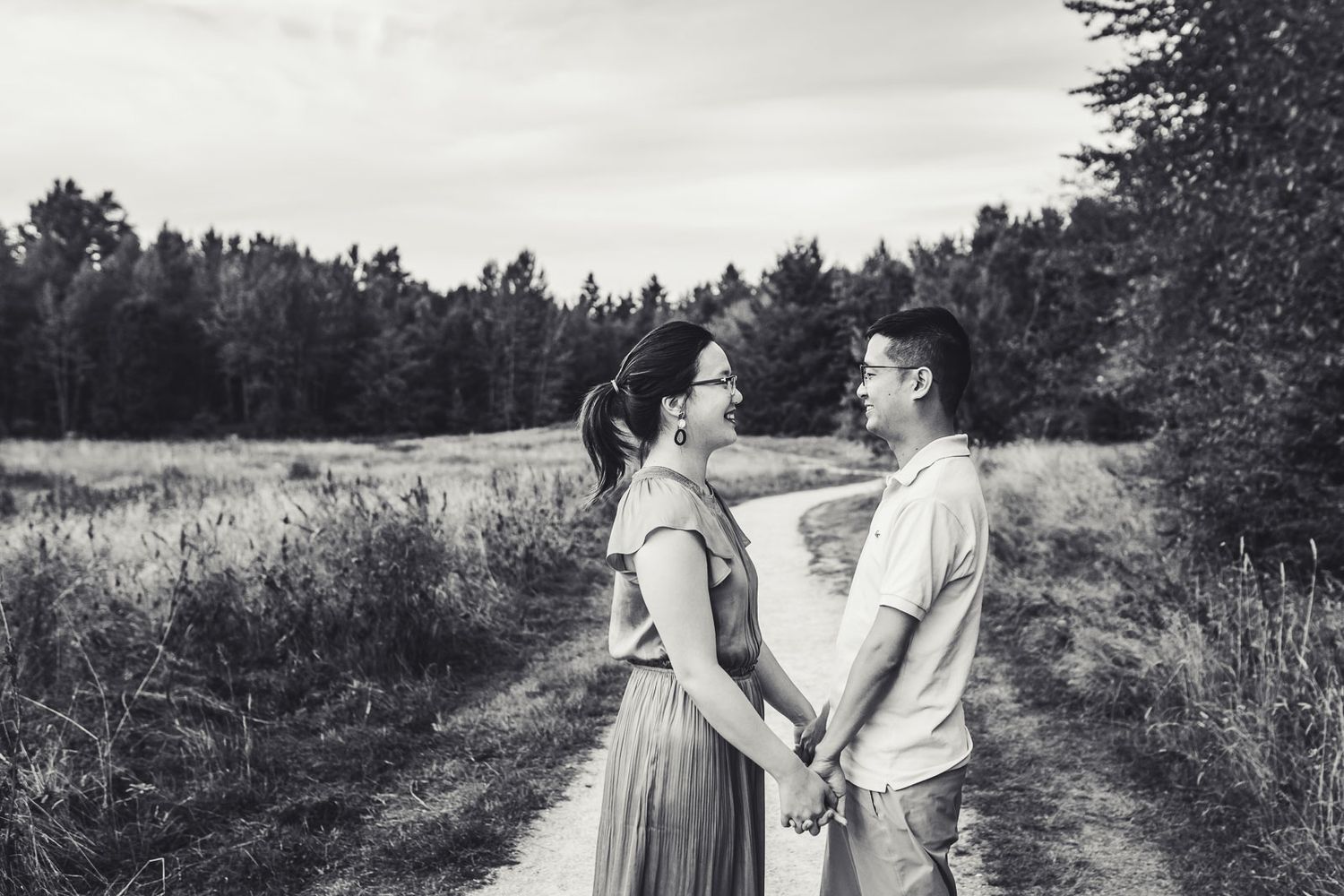 A couple are holding hands in Surrey British Columbia