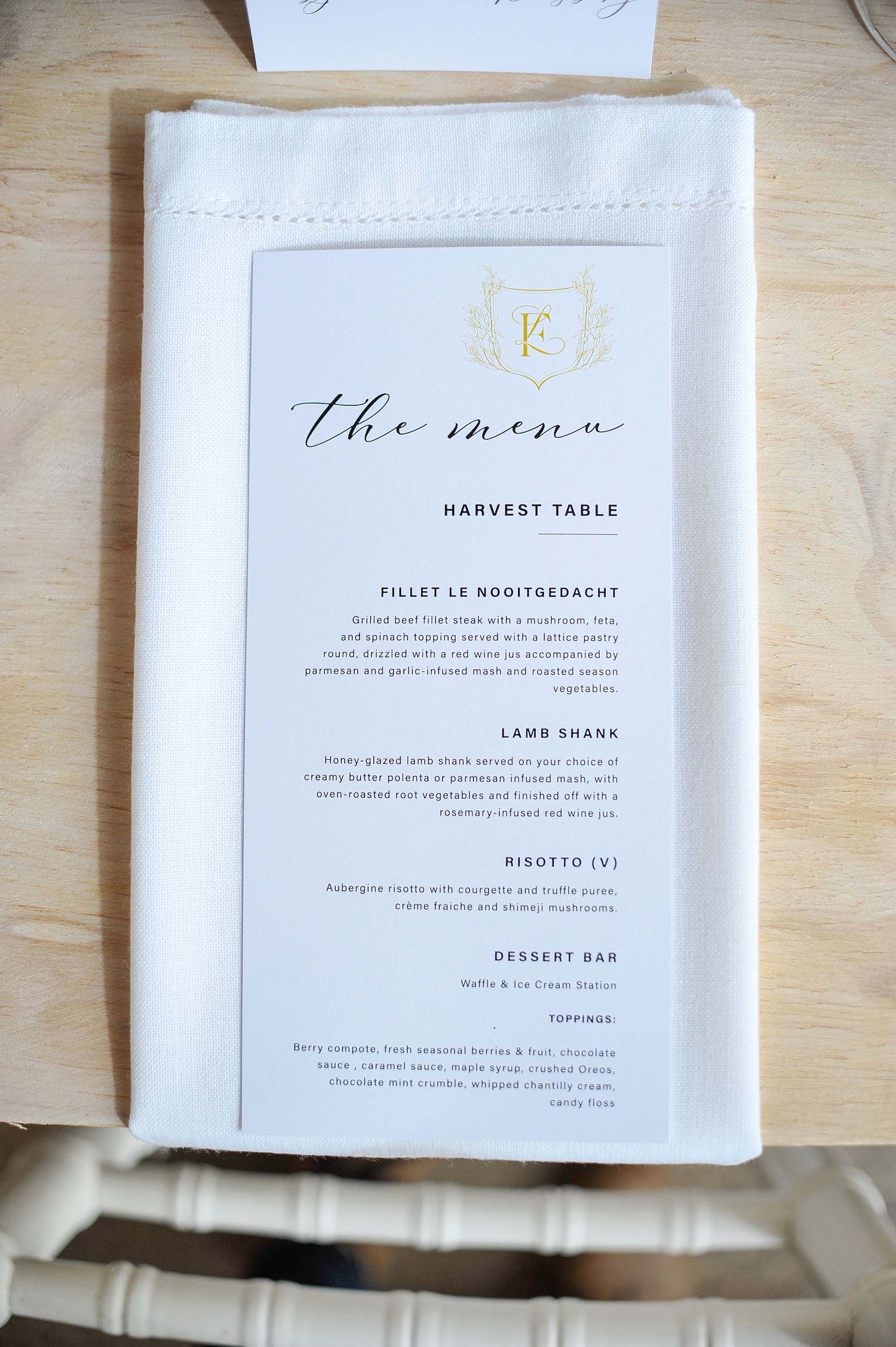 Wedding Menu Stationery Design