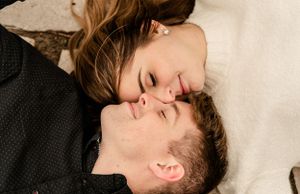 Close-up profile shots of a couple lying down together.