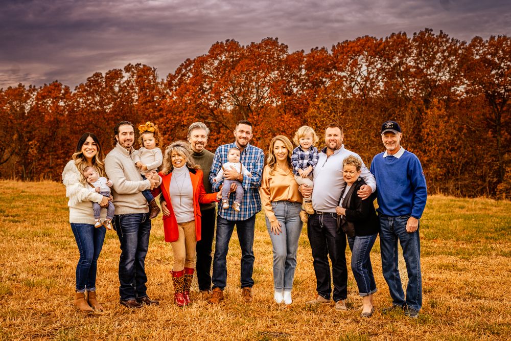 An extended family in fall