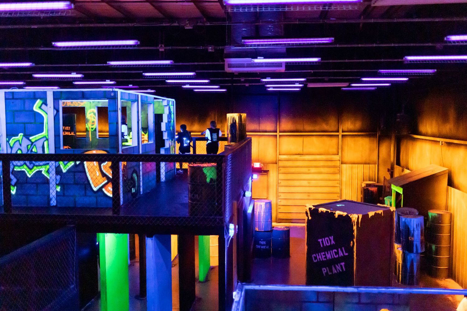 Kids shooting each other with laser tag at the Lazer Factory in Annville, PA