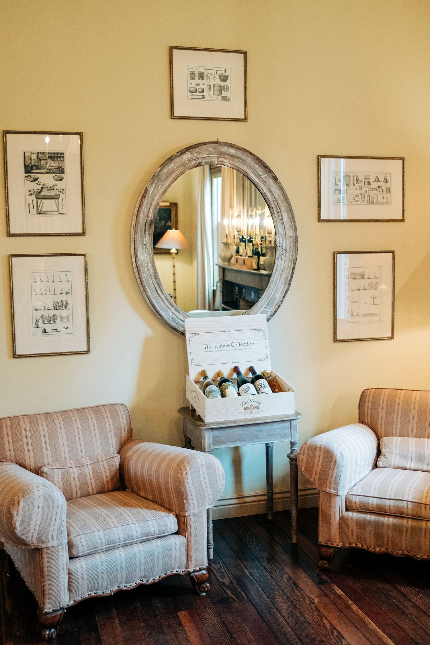 Wine bottles in the sitting room at Nickel & Nickel