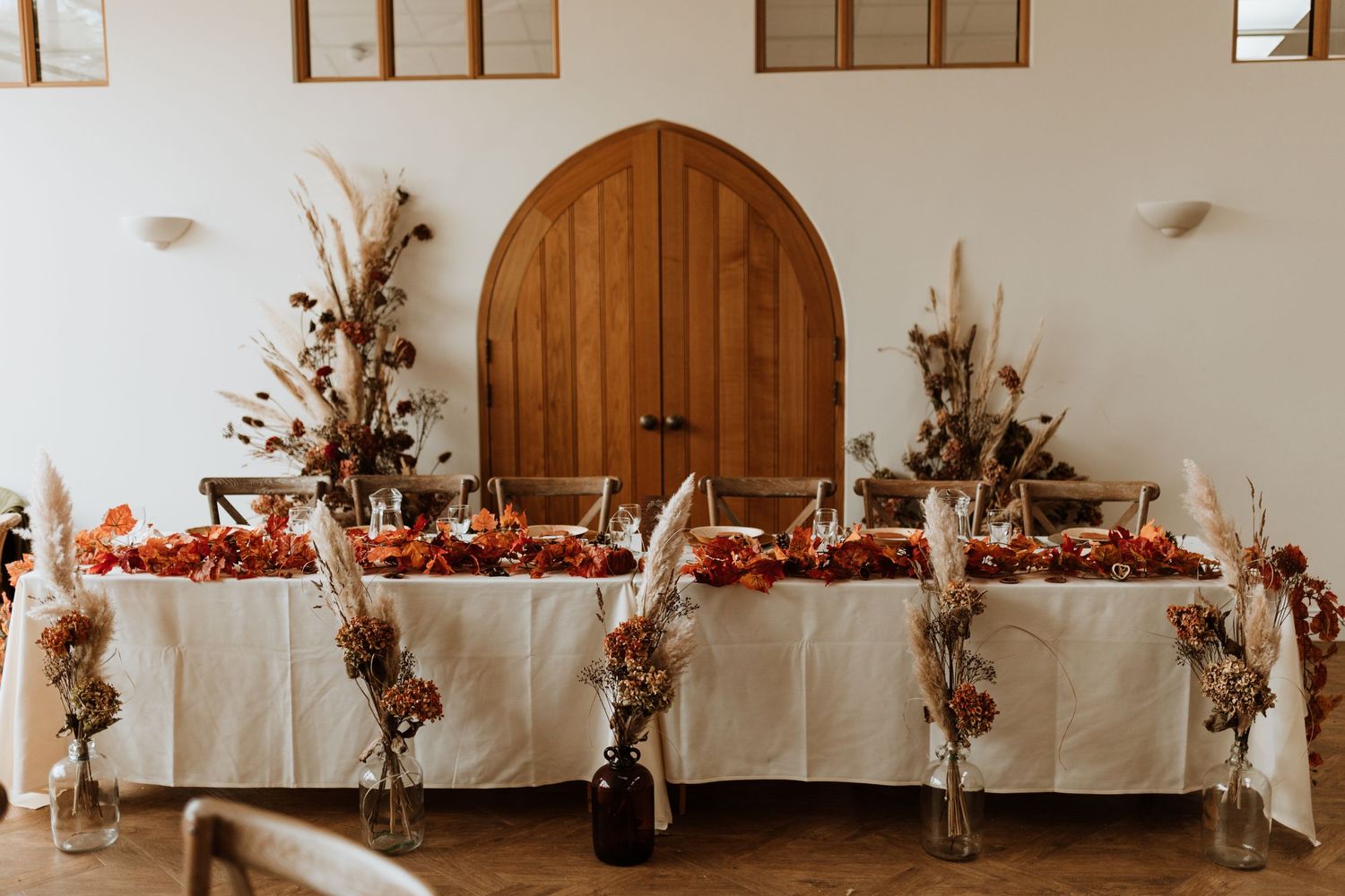 Top table wedding decor at Malt House Barns