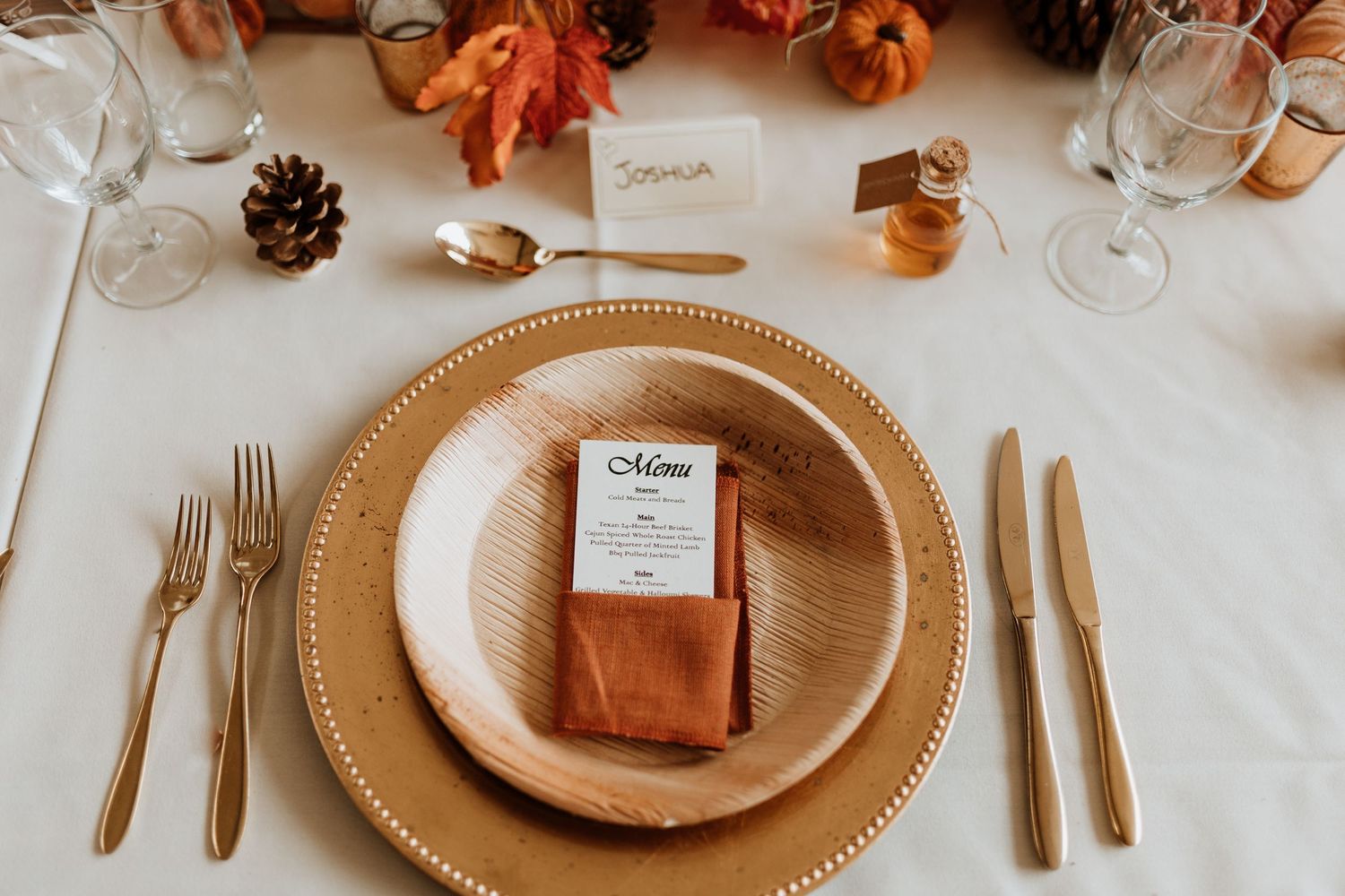 Bamboo recycled plates for wedding breakfast