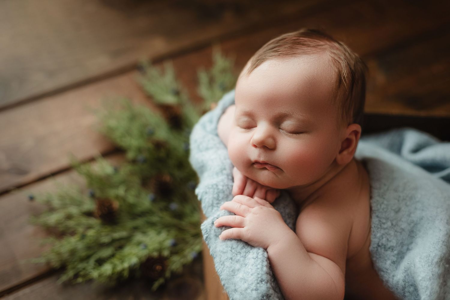 Newborn boy in light blue. Greenville sc newborn photographer, Easley sc newborn photographer, Upstate newborn photographer.