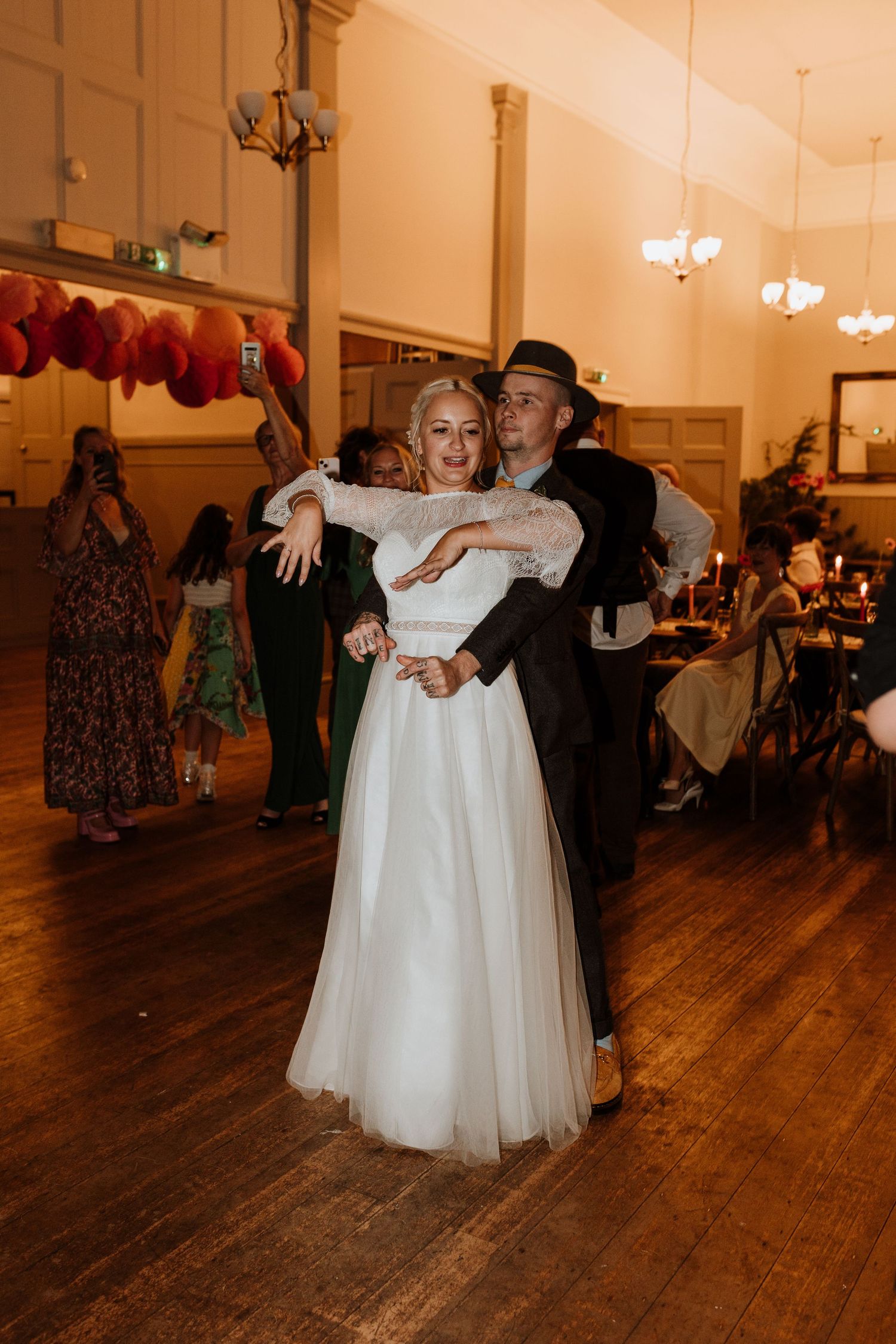 Candid wedding reception first dance powys photographer
