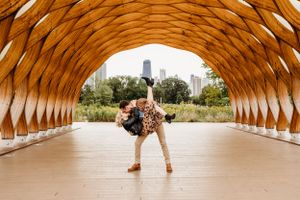 Engagement portrait at the Lincoln Park Boardwalk in Chicago, IL.