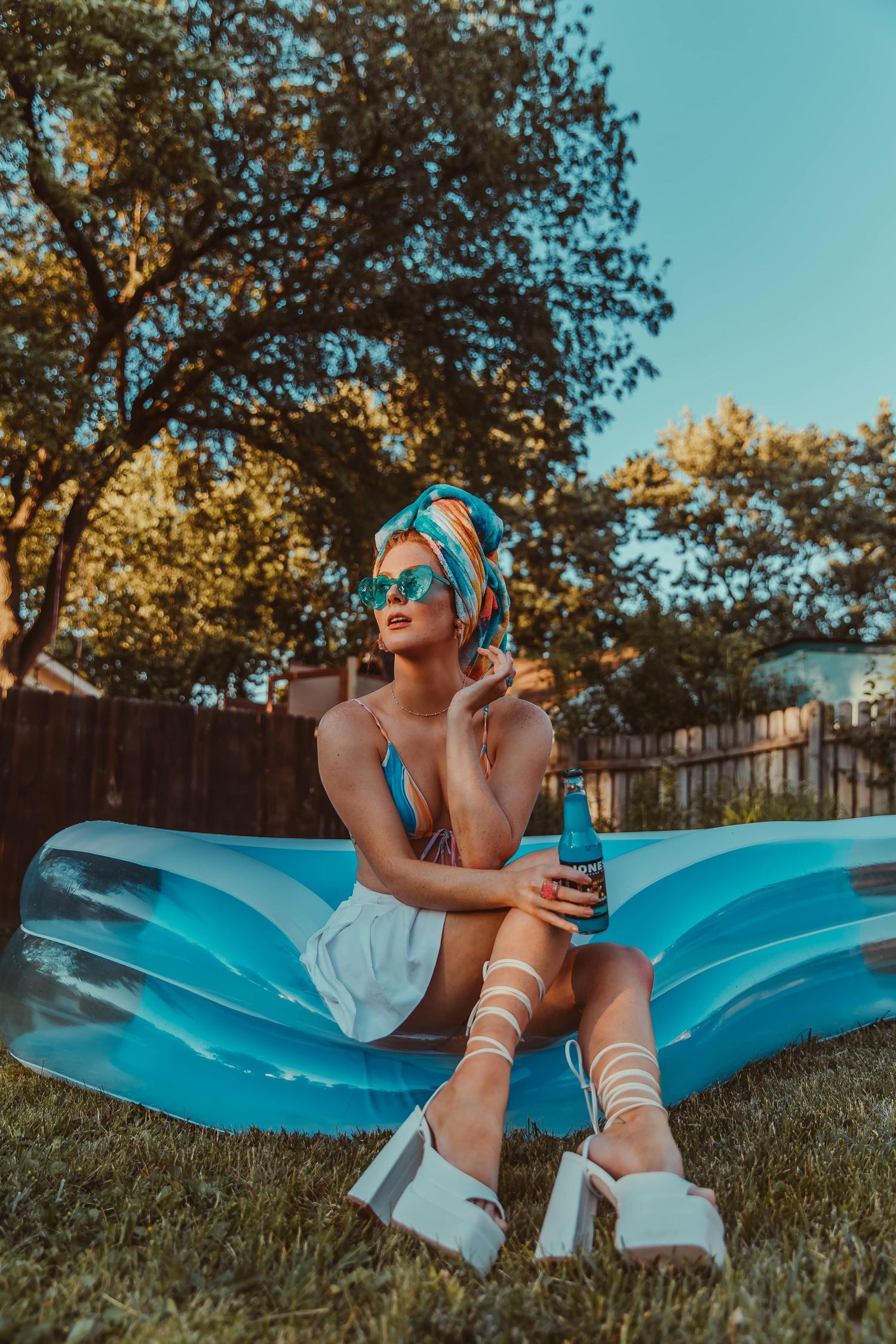 chicago model kelly nicole in elk grove village illinois, summer photography, red hair, jones soda