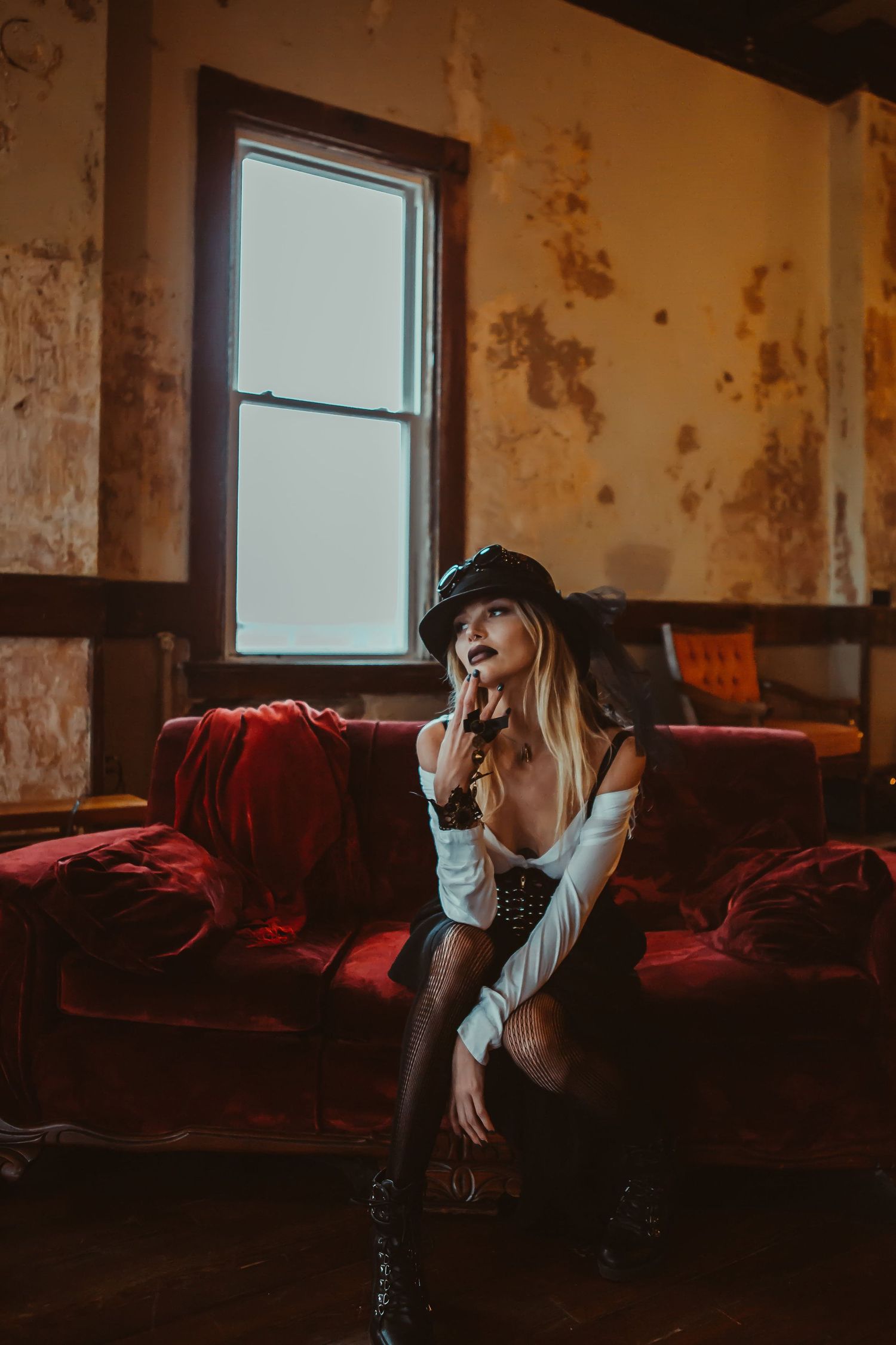 fashion styled session with model steam punk