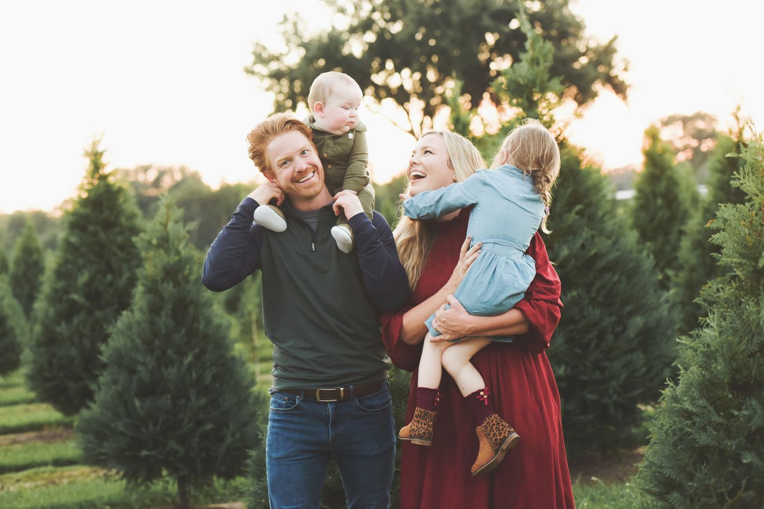 Family session at Christmas time Old time Tree Farm