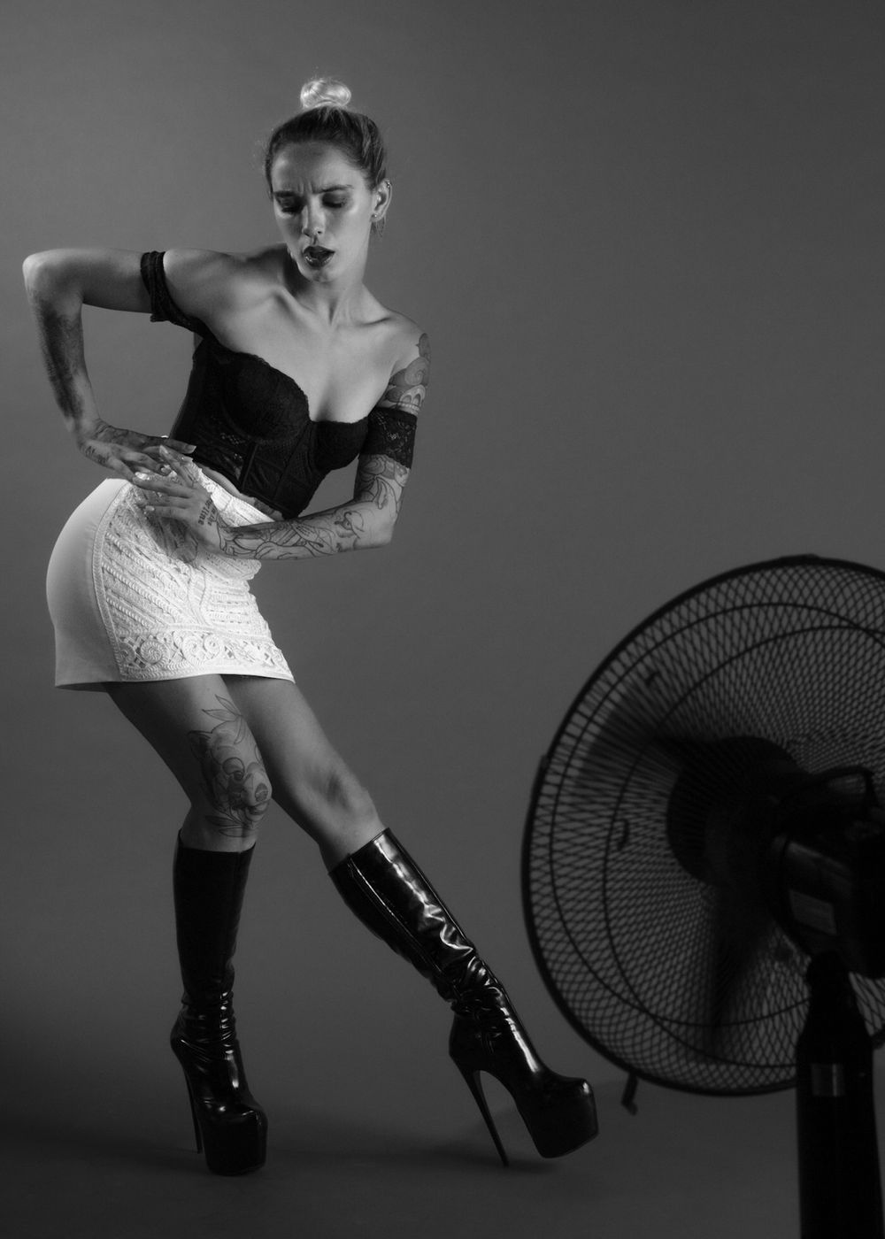 Black and white portrait of woman dancer in studio, North Vancouver photographer