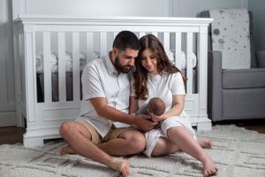 lifestyle newborn session, nursery photography, newborn family home session