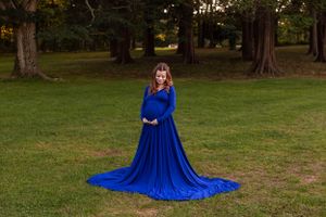 outdoor maternity portraits.  Blue maternity gown, pregnant photography,