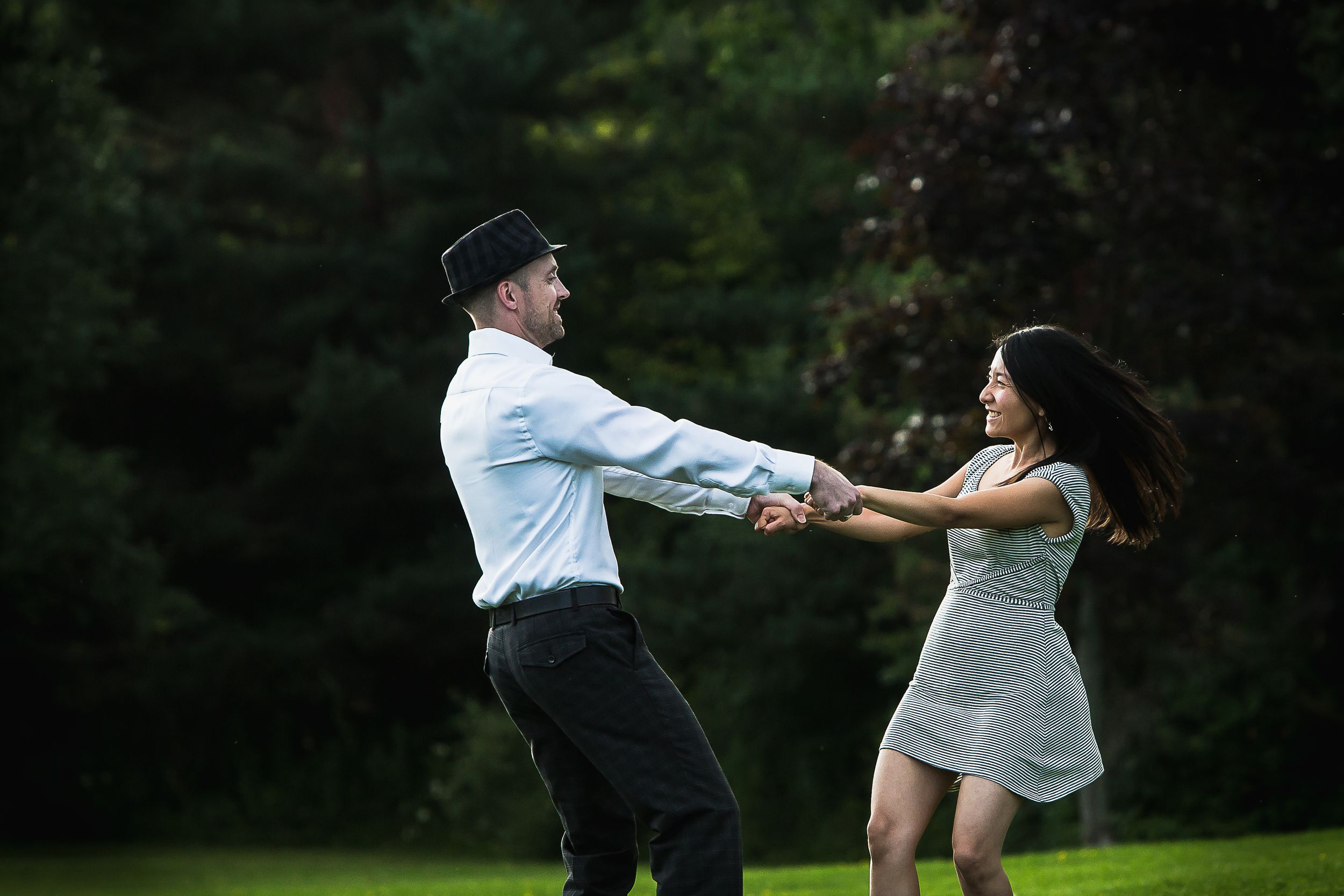 Engagement Photography Session at Main Street Unionville in Markham with an interracial couple