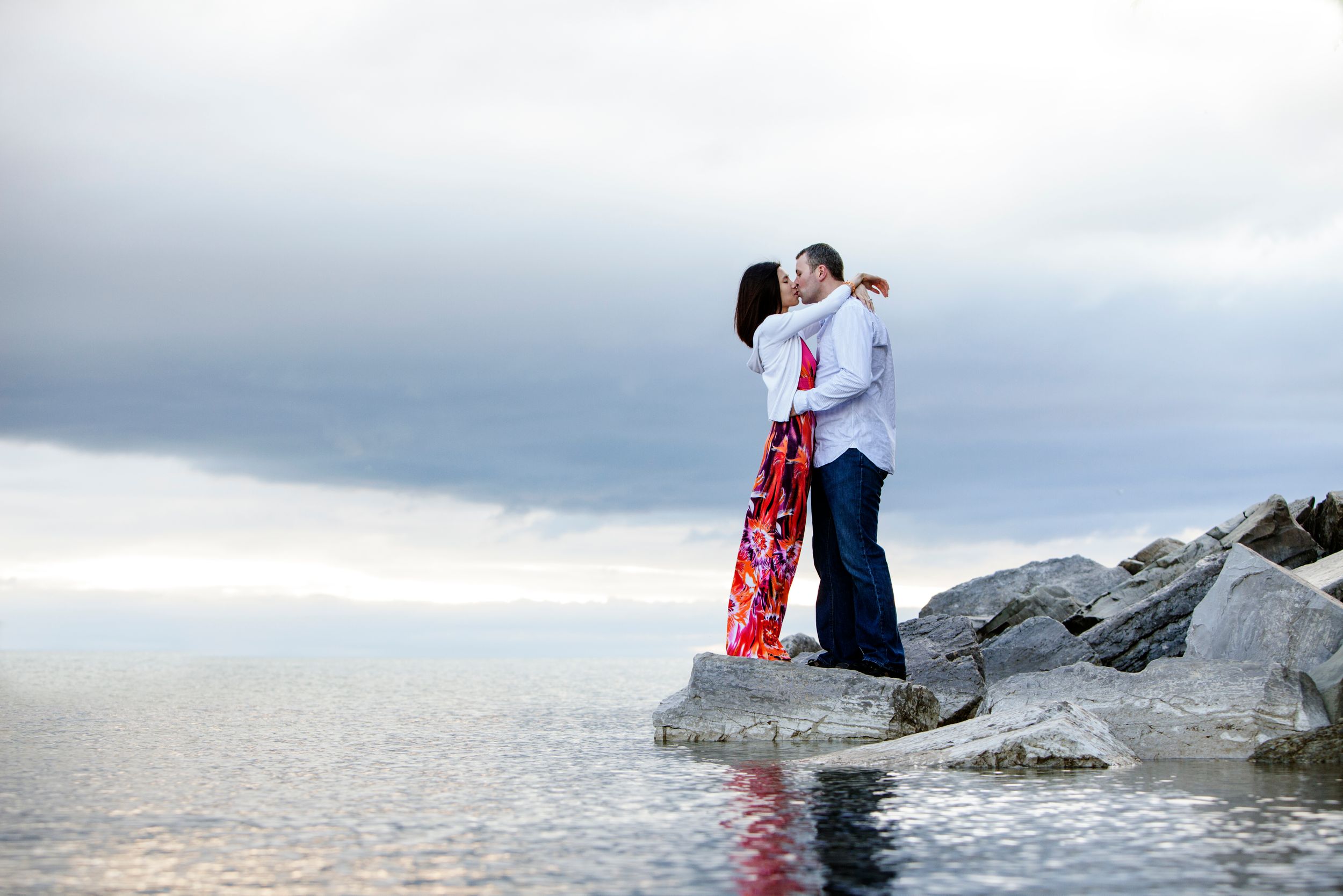 Engagement at the Toronto Beaches with an interracial couple