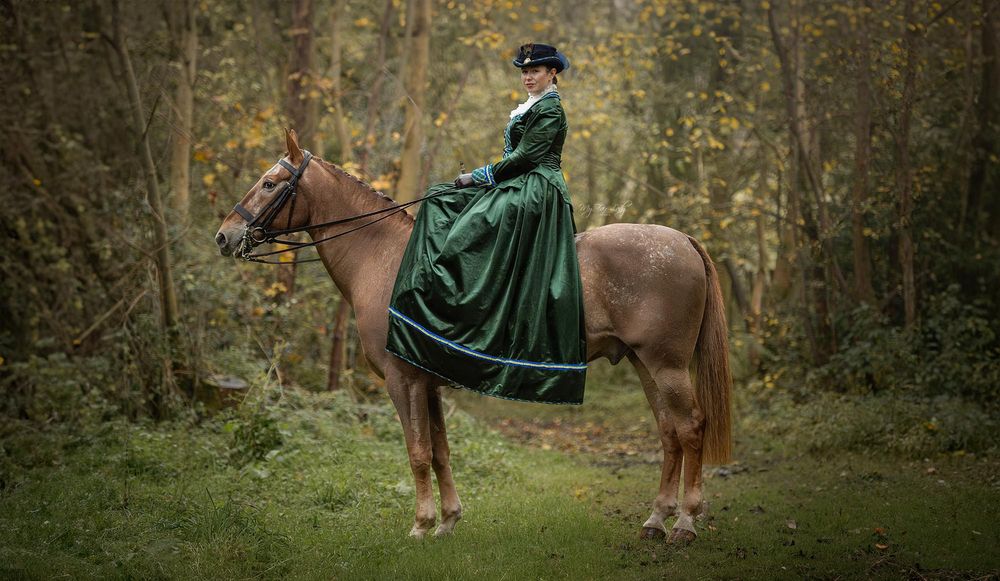 Hannah at My Fair Lady Photography - Equine and Dog Photographer - Side Saddle horse and rider photographed in a forest